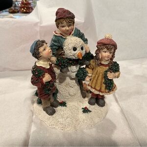 Children and Snowman Figurine Dept 56 vintage
